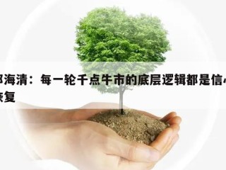 邓海清：每一轮千点牛市的底层逻辑都是信心恢复